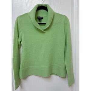 Daniel Bishop Light Green Collared V Neck 100% Cashmere Sweater Womens Size PM